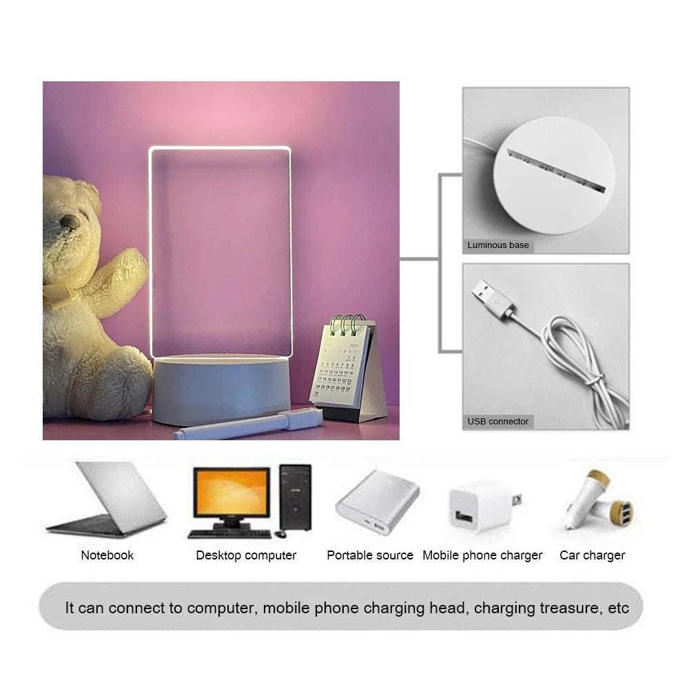 Acrylic LED Note Board – Write & Erase
