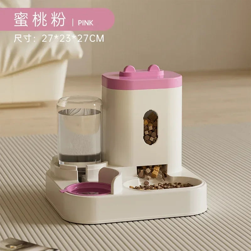 Automatic Feeder Dog Cat Food Bowl With Water Fountain Large Capacity Pet Food Storage