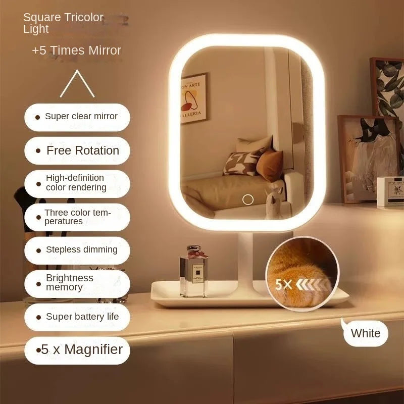 LED Desktop Makeup Mirror – Stylish & Bright
