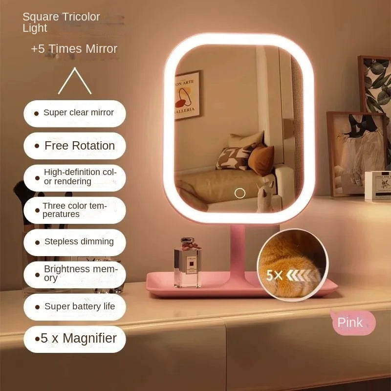 LED Desktop Makeup Mirror – Stylish & Bright